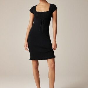 Rouje Black Ribbed Knit Square Neck Dress